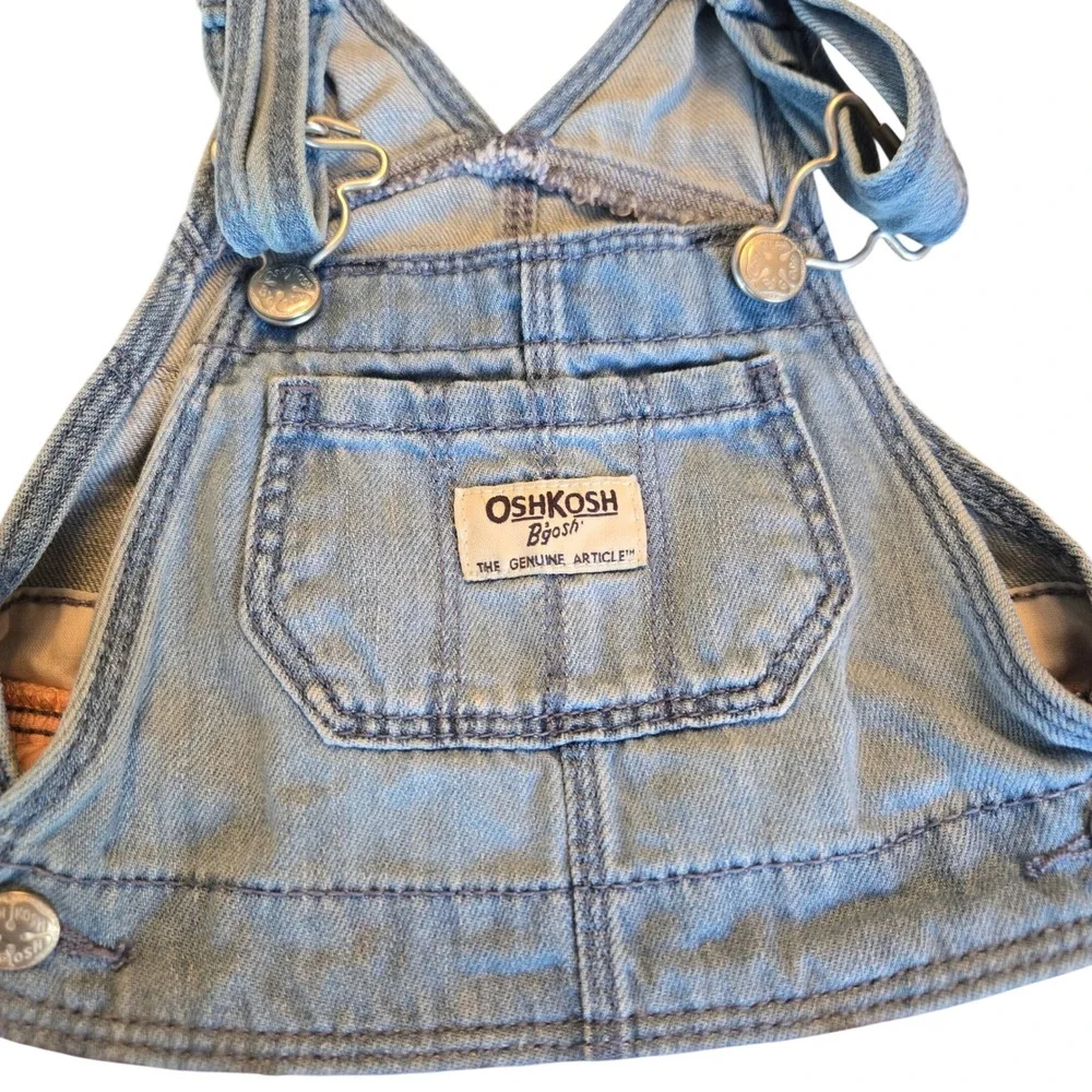 OshKosh Bgosh Baby Girls Pink Tulle Glitter Polka Dot Denim Overall Dress 18M